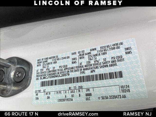 2022 Lincoln Corsair Standard