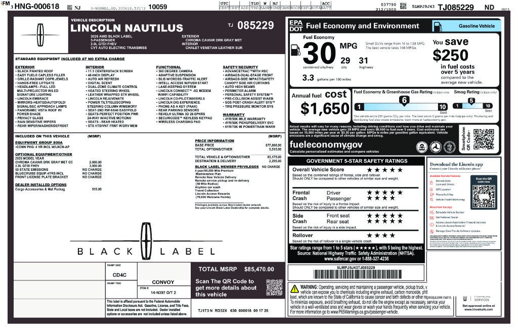 2026 Lincoln Nautilus Lincoln Black Label™