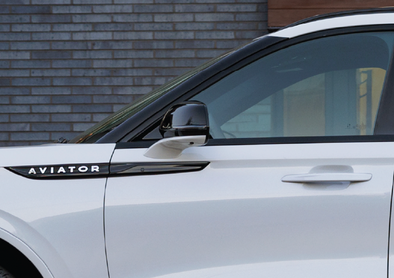 The driver’s door of a white 2025 Lincoln Aviator® SUV is showcased. | Lincoln of Ramsey in Ramsey NJ