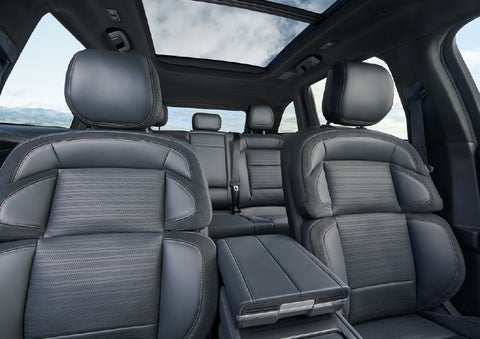 The spacious second row and available panoramic Vista Roof® is shown. | Lincoln of Ramsey in Ramsey NJ