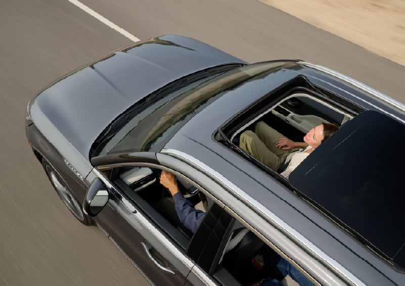 The available panoramic Vista Roof® of a 2027 Lincoln Aviator® SUV is open. | Lincoln of Ramsey in Ramsey NJ