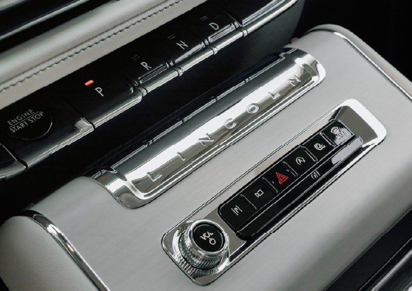 The piano key gear selector of a 2027 Lincoln Aviator® Back Label™ SUV. | Lincoln of Ramsey in Ramsey NJ